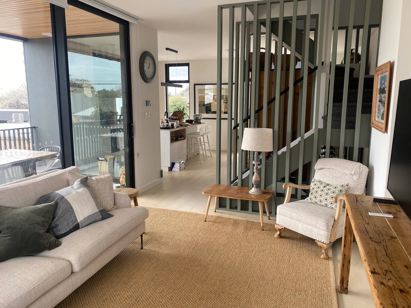 Living room, seagrass rug